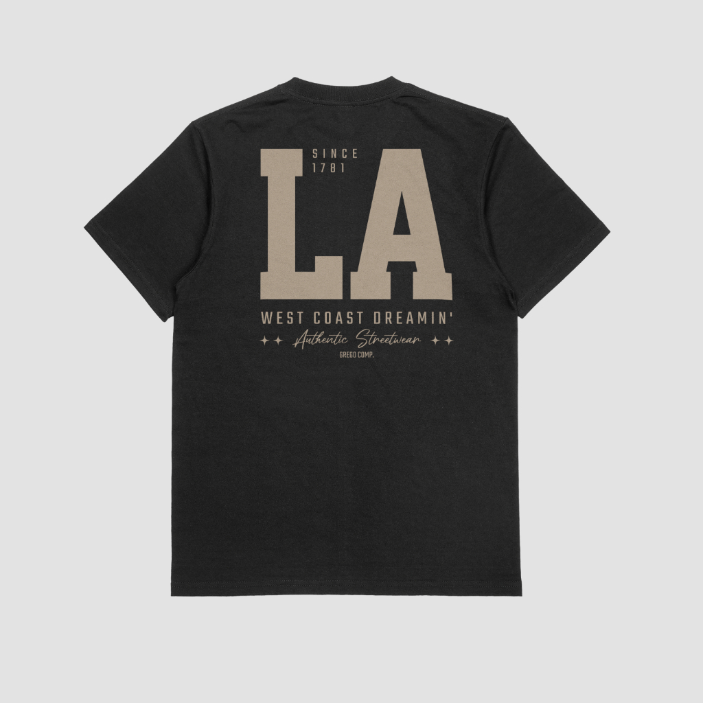 Camiseta Plus Size LA Los Angeles G1 G2 G3 100% Algodão Moda Masculina Malha Resistente Confortável