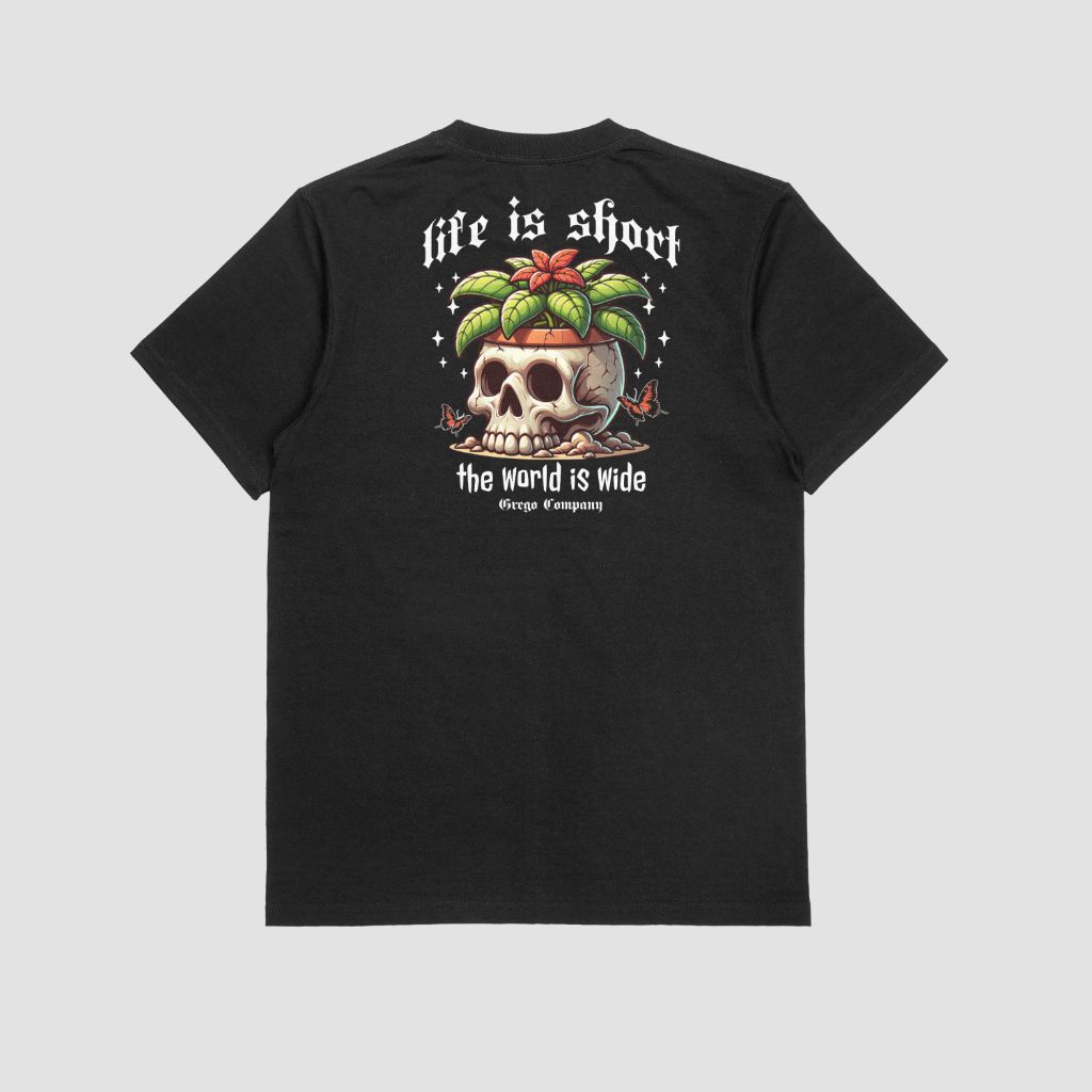 Camiseta Plus Size Life Is Short Verão Surf G1 G2 G3 100% Algodão Moda Masculina Malha Resistente