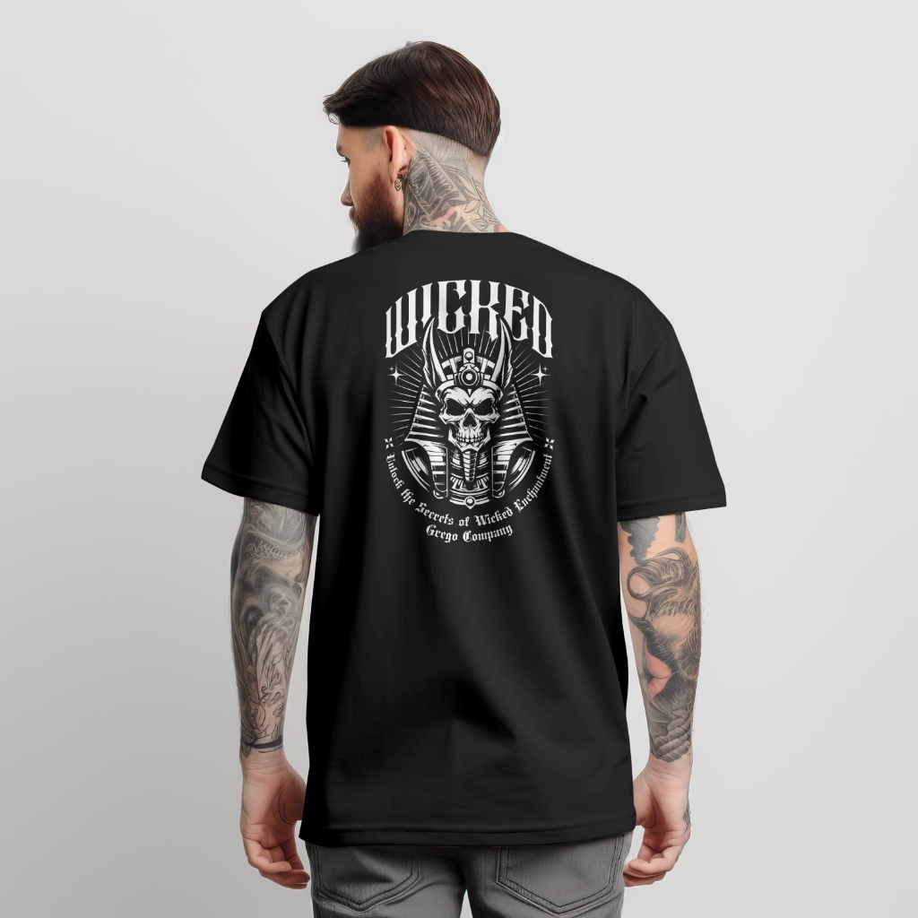 Camiseta Personalizada Wicked Skull 100% Algodão Caveira Faraó Egito Moda Masculina Malha Resistente