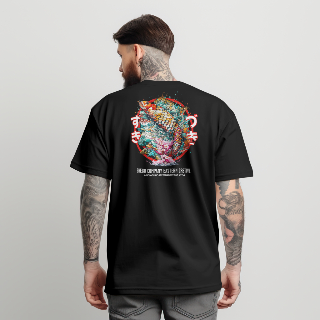 Camiseta Sukiduki Fish Oriental Japão Peixe 100% Algodão Moda Masculina Malha Resistente Confortável