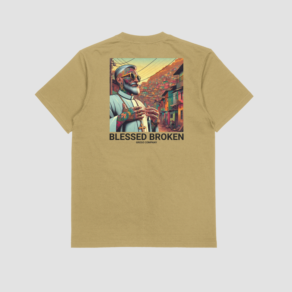 Camiseta Plus Size Blessed Broken 100% Algodão Street Moda Masculina Malha Resistente Confortável