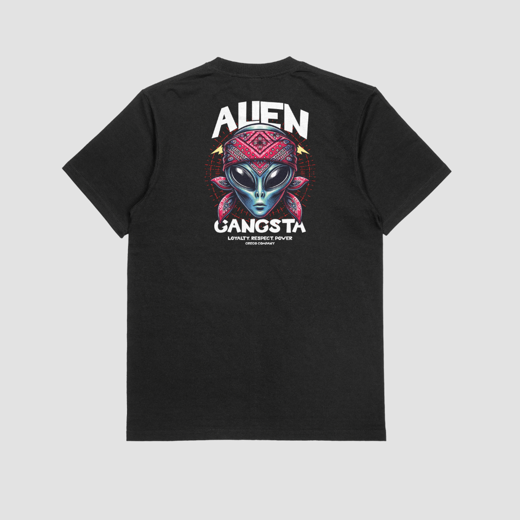 Camiseta Plus Size Alien Gangsta 100% Algodão Masculina Street Surf Malha Resistente Confortável