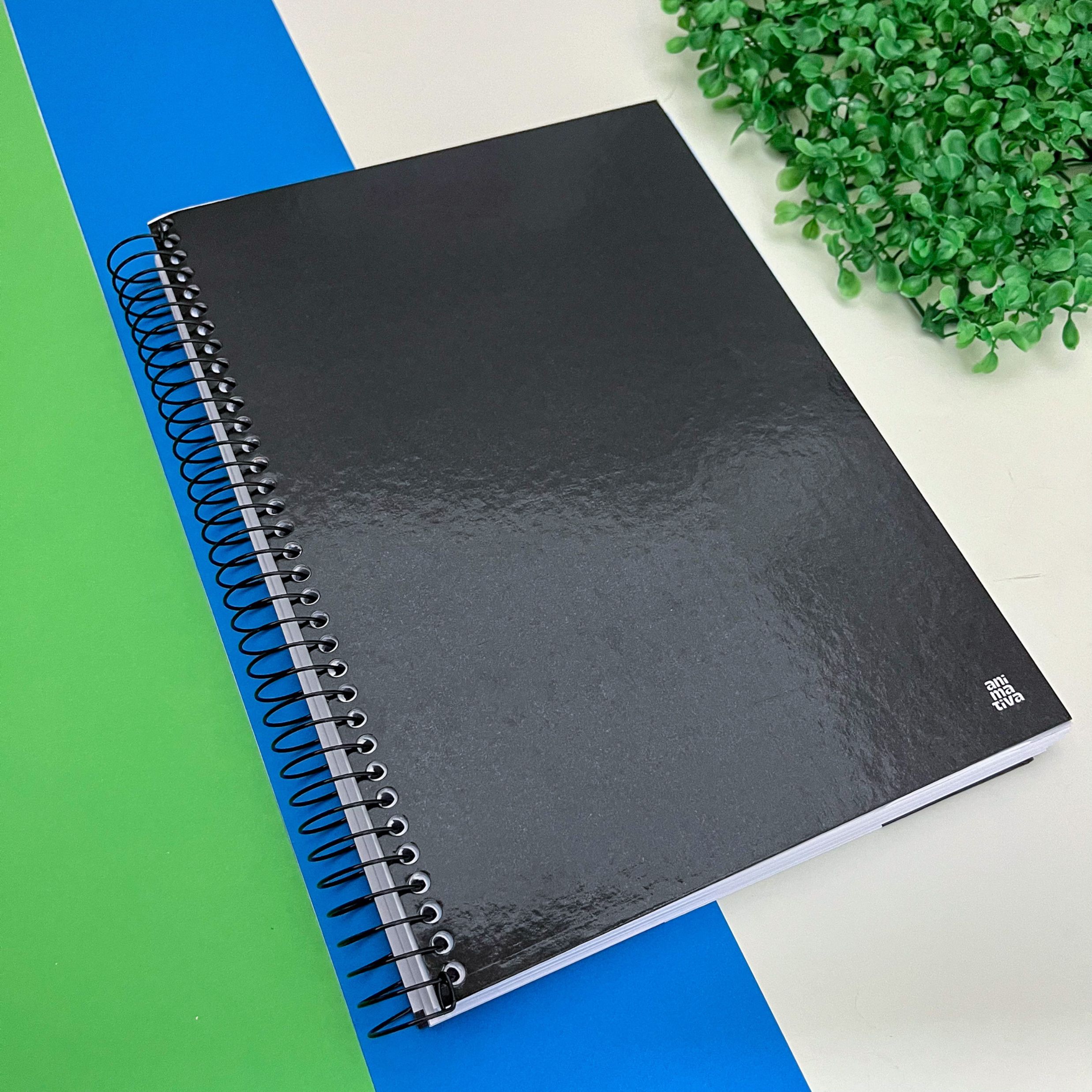 Caderno Universitário 15 Matérias Capa Preta 210 Folhas Kbom Black 20 x 27,5 cm - Animativa em Oferta na Shopee