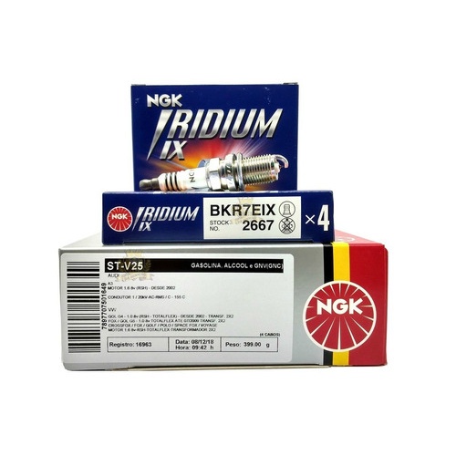 Cabo E Vela Ignição Ngk Iridium Gol Voyage Saveiro 1.6 8v G5 G6 G7 Ea111 Stv25 + Bkr7eix
