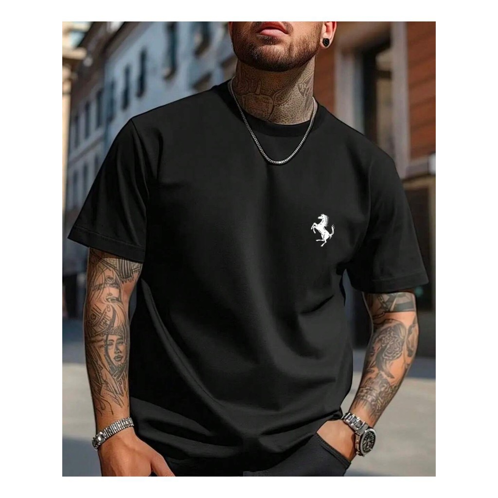 Camisa Masculina Cavalo Camiseta 100% Algodão Blusa Premium Lançamento Ferrari Carro