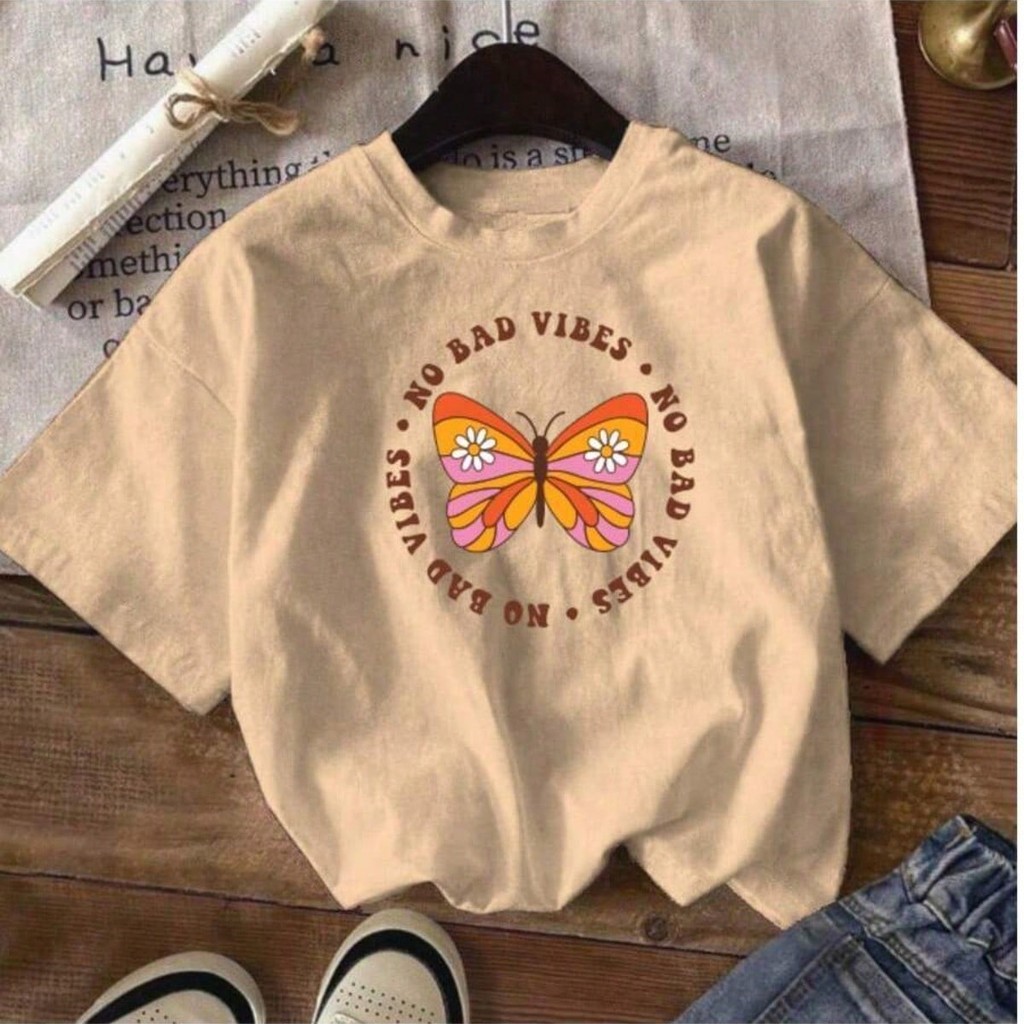 Blusa Infantil Menina Juvenil Estilosa Bad Vibes Camisa 100% Algodão Camiseta Estampada Linha Premiu