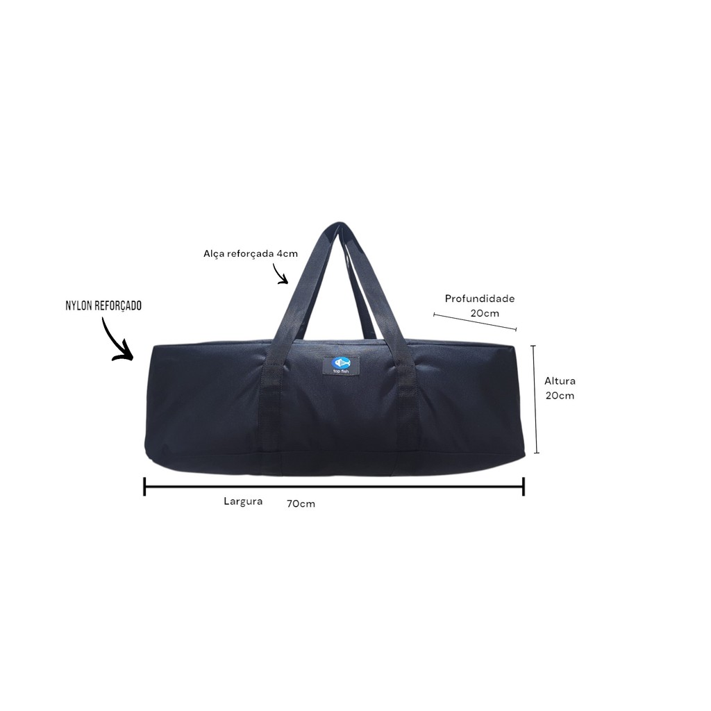 Bolsa Porta Barraca Camping Lazer Pesca Top Fish Cor Preta 70X20 Cm