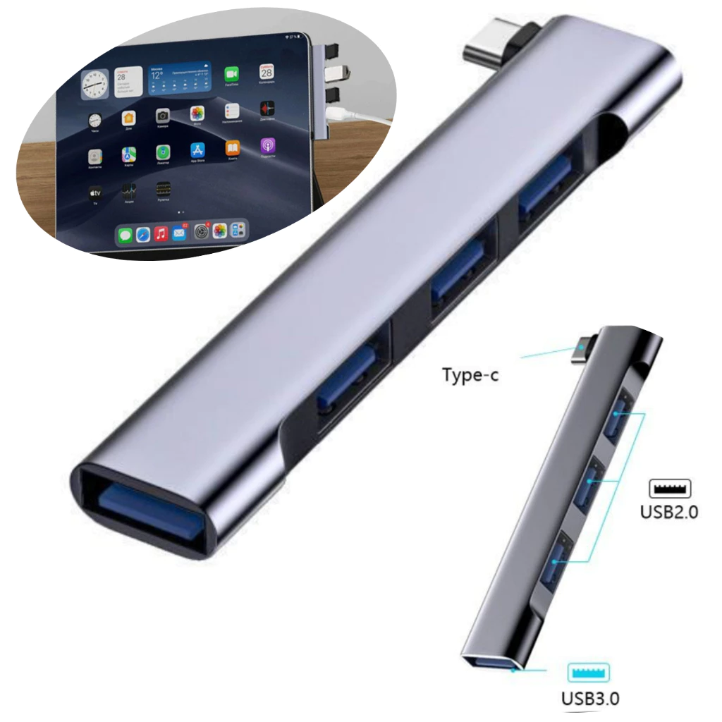 Hub USB Tipo-C De Alta Velocidade USB 3.0 4 Em 1 Portátil Adaptador OTG Para Computador ZHQ-20