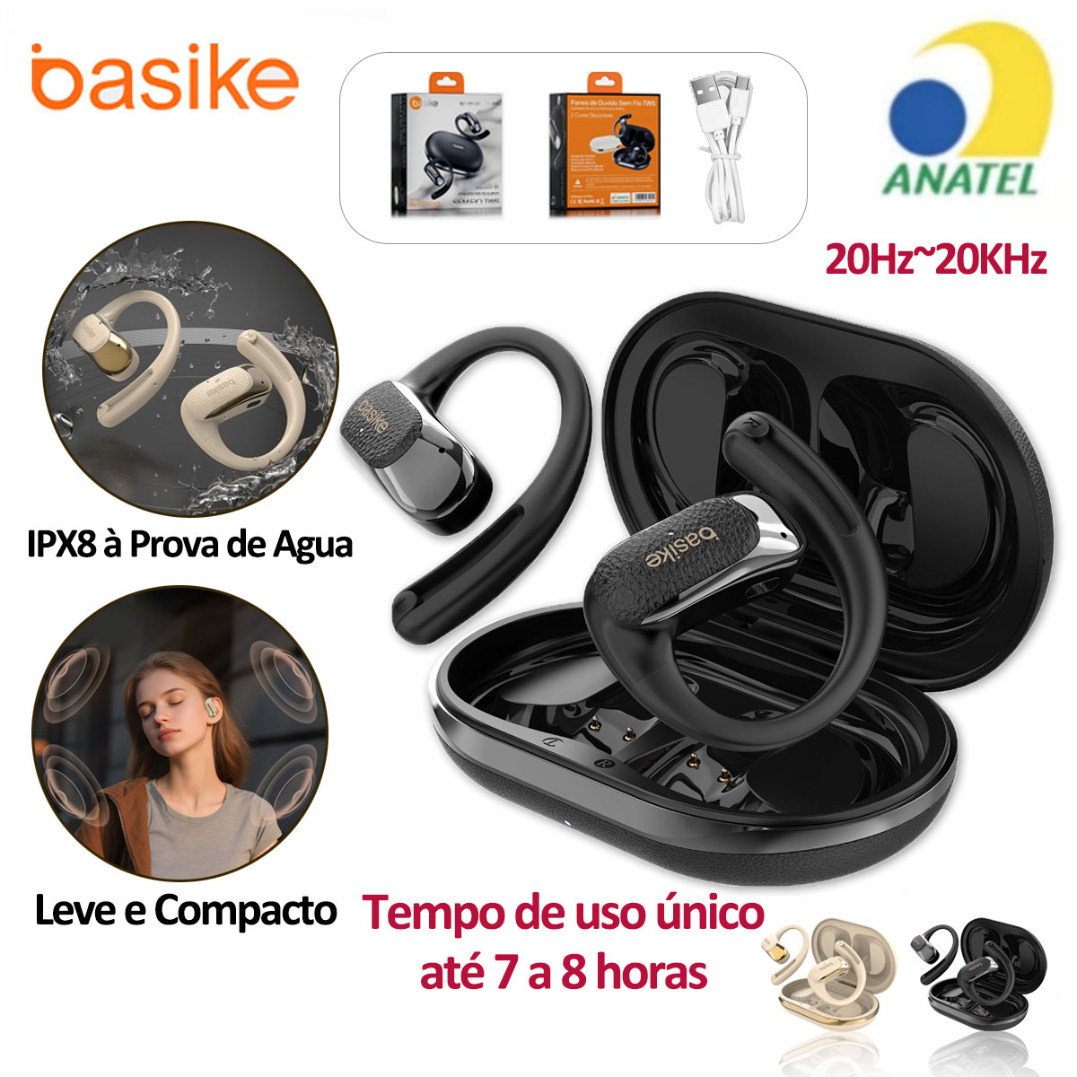 Basike Fone De Ouvido Sem Fio Bluetooth subwoofer Ows Corrida Ciclismo Adequado iPhone, Huawei etc em Oferta na Shopee