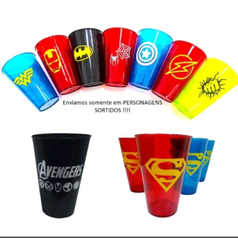 Kit 10 Copos Personalizados de Super Heróis em Oferta na Shopee