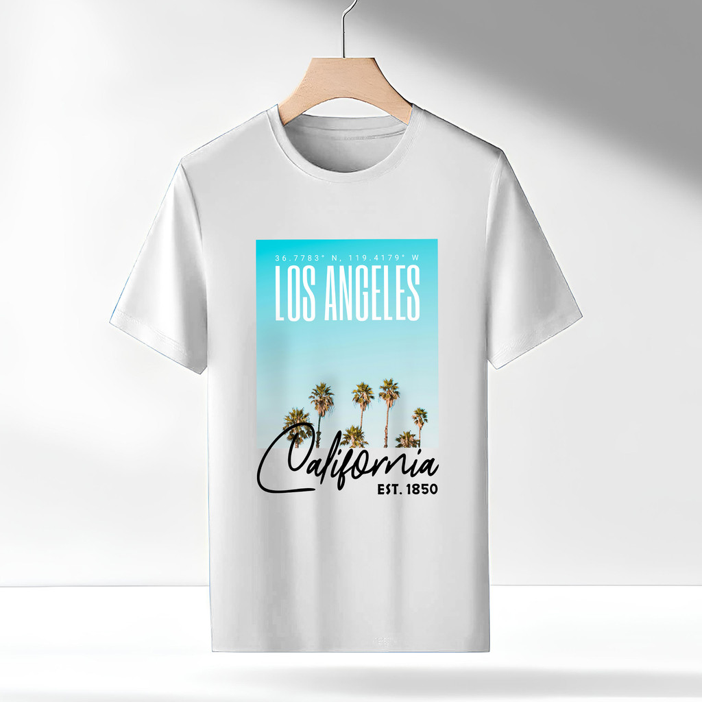 Camiseta Streetwear Masculina 100% Algodão Estampada Califórnia EST. 1850 Camisa Unissex Premium