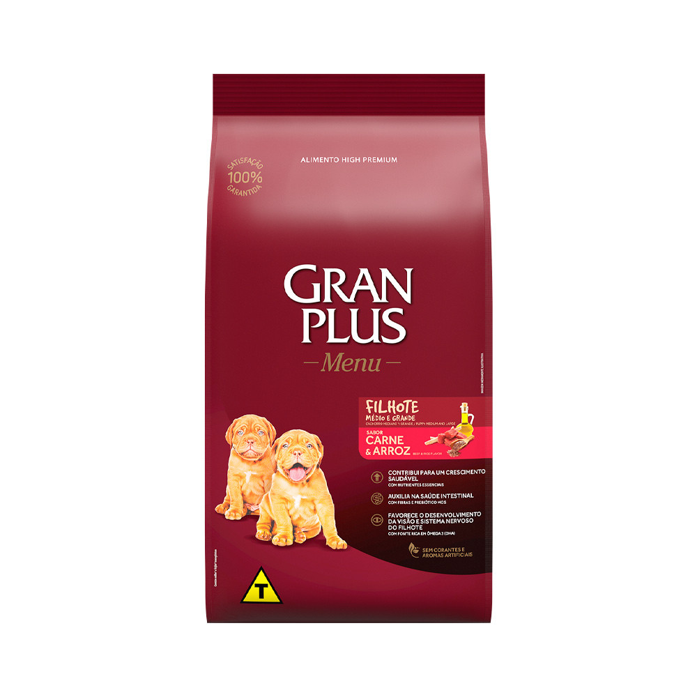 Ração Granplus Menu Cães Filhotes Sabor Carne e Arroz - 3kg em Oferta na Shopee