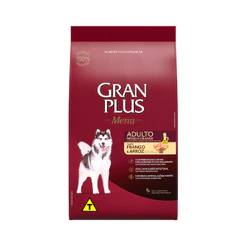 Ração Granplus Menu Cães Adultos Porte Médio e Grande sabor Frango e Arroz - 15kg