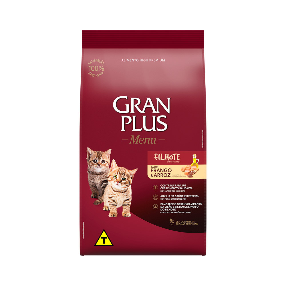 Ração Granplus Menu para Gatos Filhotes sabor Frango e Arroz - 3kg