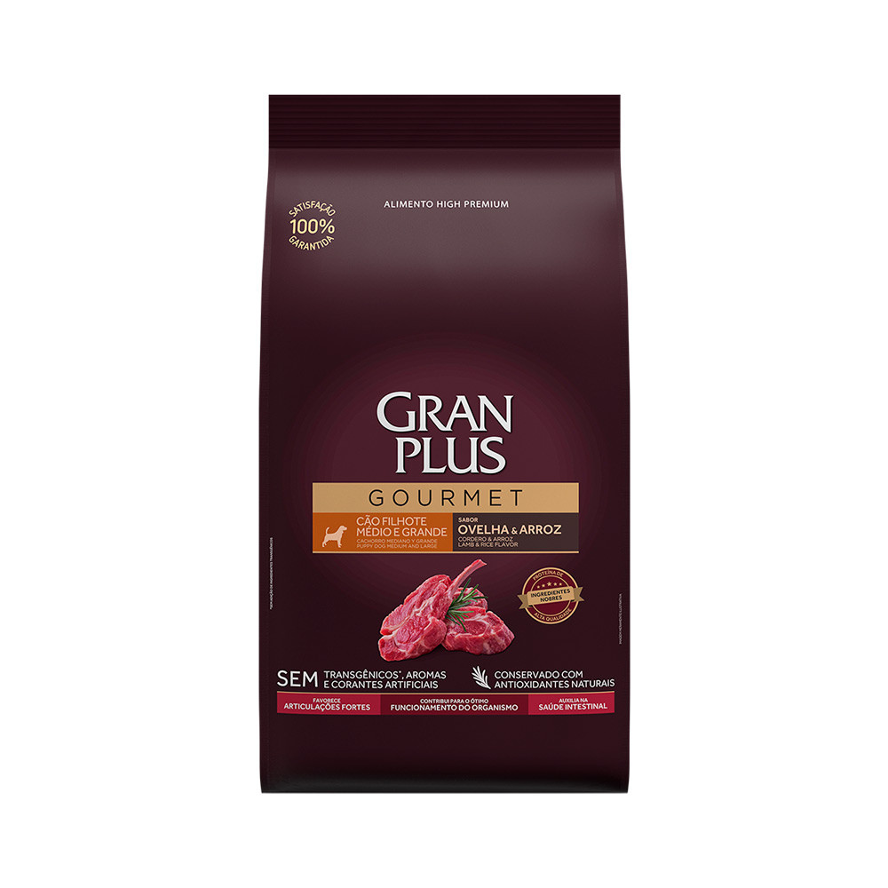 Ração GranPlus Gourmet Cão Filhote Med Grande Ovelha 15Kg