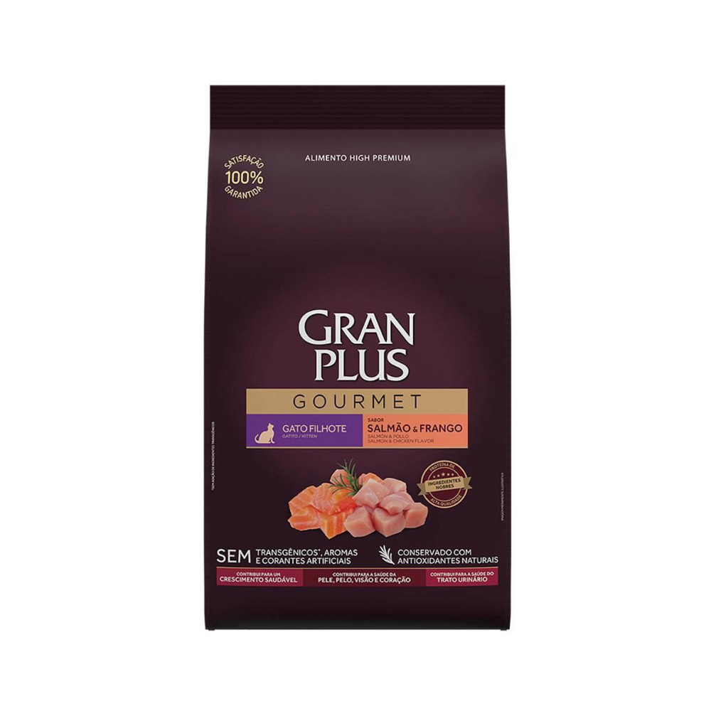 Ração Granplus Gourmet Gatos Filhotes Sabor Salmão e Frango - 10.1kg