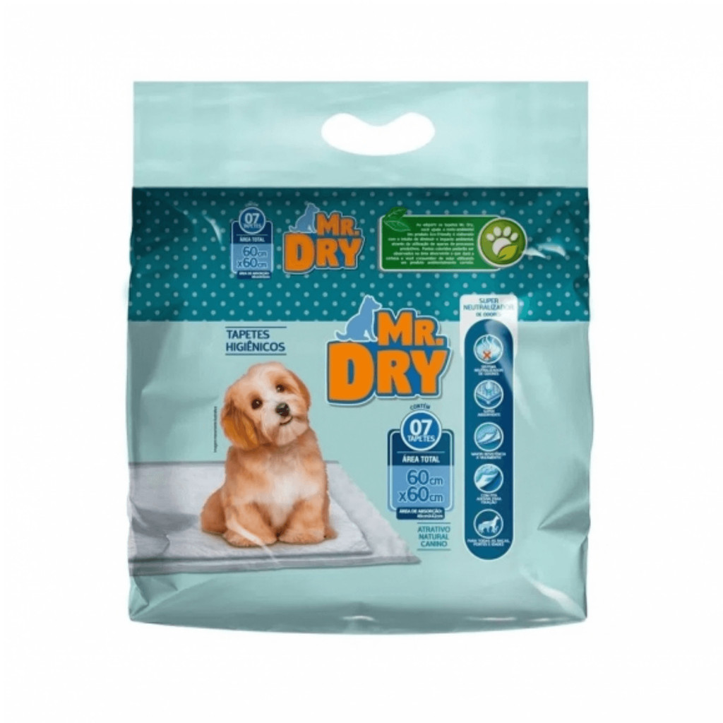Tapete Higienico Mr Dry para Caes 60X60Cm - 7 unidades
