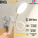 Luminária de mesa com garra, recarregável