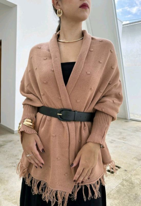 Poncho/Xale/Capa feminina de Tricô/Tricot com franjas