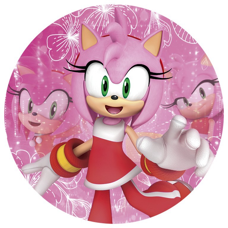 Painel Redondo Sublimado Amy Rose Sonic 1,50x1,50