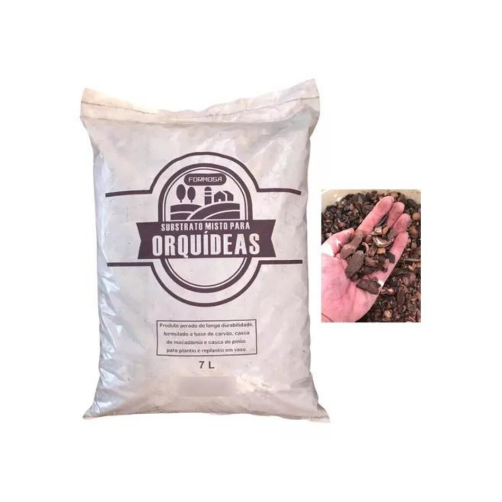 1kg - 2L Substrato Para Orquídeas 2l Casca De Macadamia Carvao Pinus