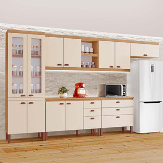 Armário de Cozinha  Tuboarte Ágata 100% MDF com 2 Balcões 11 Portas e 6 Gavetas em Oferta na Shopee