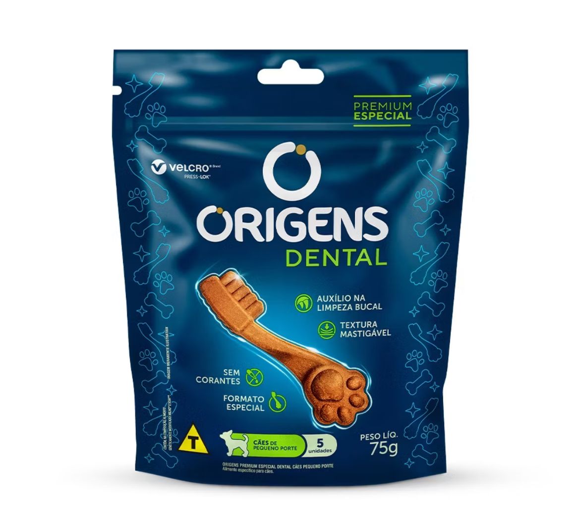 Petisco Origens para Cães Adultos Porte Pequeno Dental - 75G - 5 Unidades