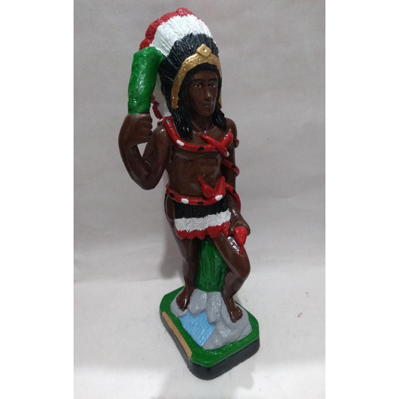 Imagem Caboclo Cobra Coral Escultura Estatua Gesso 40 Cm