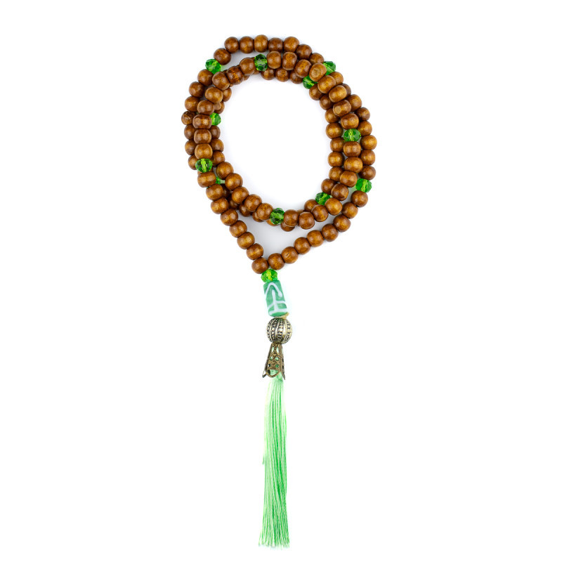 Colar Japamala Oxossi Verde 108 Contas Madeira 8mm