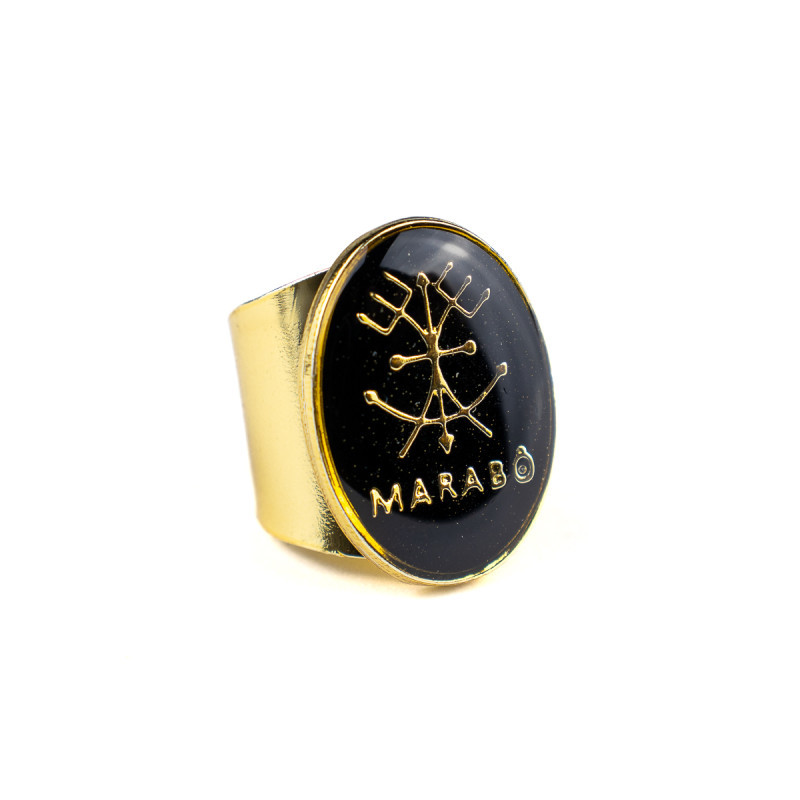 Anel Ajustável Exu Marabo 2,70 cm Dourado em Metal