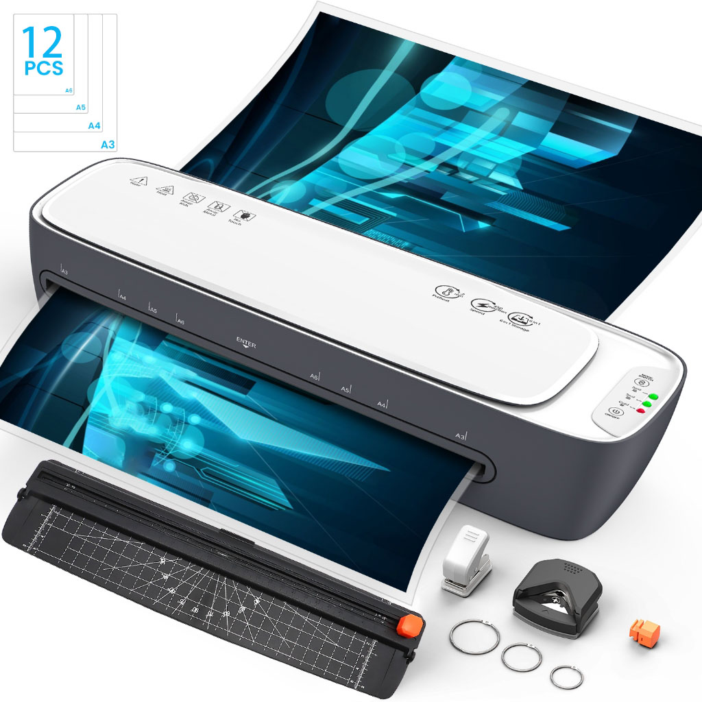 Plastificadora A4 A3 Termica Fria 13  Polegadas Aquecimento Rapido E Velocidade De 450 mm/min 12 Bolsas De Laminação em Oferta na Shopee