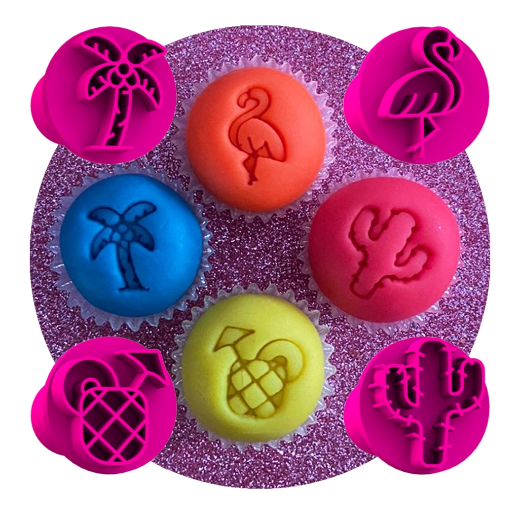 Kit Carimbos / Marcadores Tema Tropical para Brigadeiros Docinhos Confeitaria em Oferta na Shopee