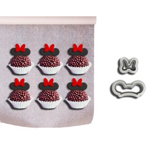 Cortador de Pasta Americana para decorar Docinhos e brigadeiros  Modelo: Orelha da Minnie com laço em Oferta na Shopee