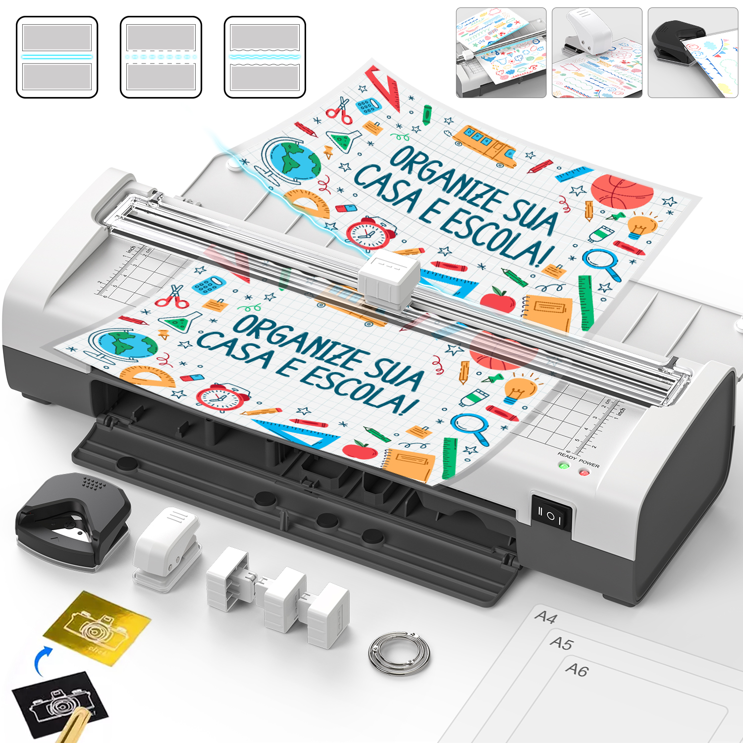 QFUN Plastificadora Laminadora A4 De 9 Polegadas, Quente/fria Plastificadora Com 20 Bolsas De Laminação 127V/220V em Oferta na Shopee