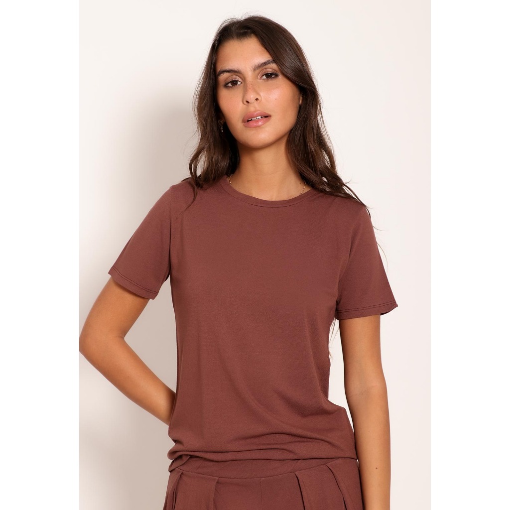 Camiseta Básica Feminina em Visco Premium em Oferta na Shopee