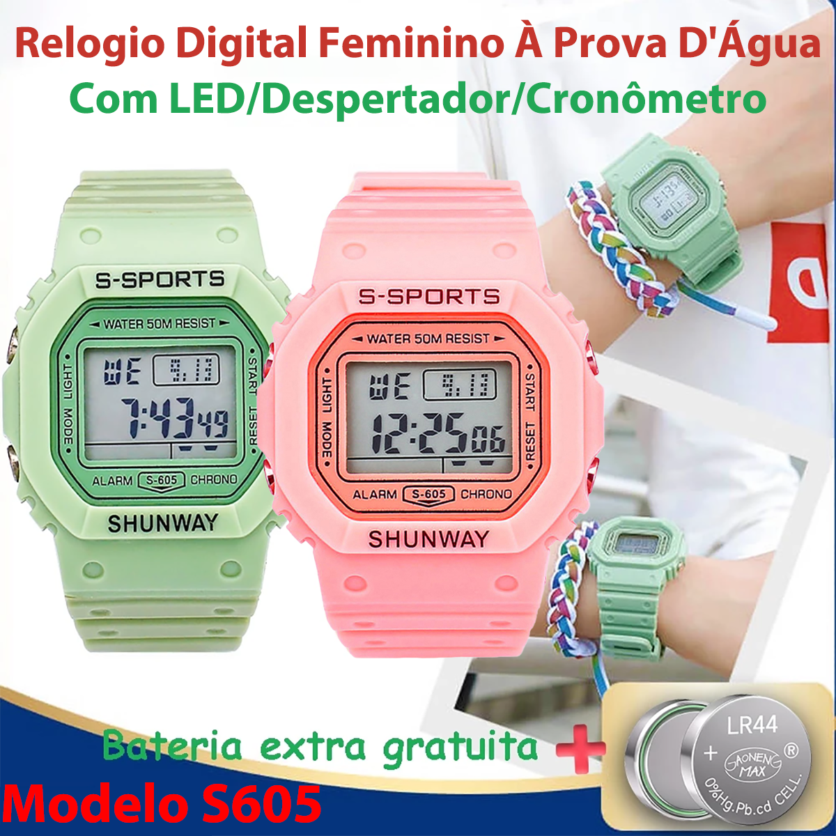 Relógio Digital Feminino à Prova D'água Com LED Alarme Cronômetro Presente Pra Namorada Ou Mulher em Oferta na Shopee