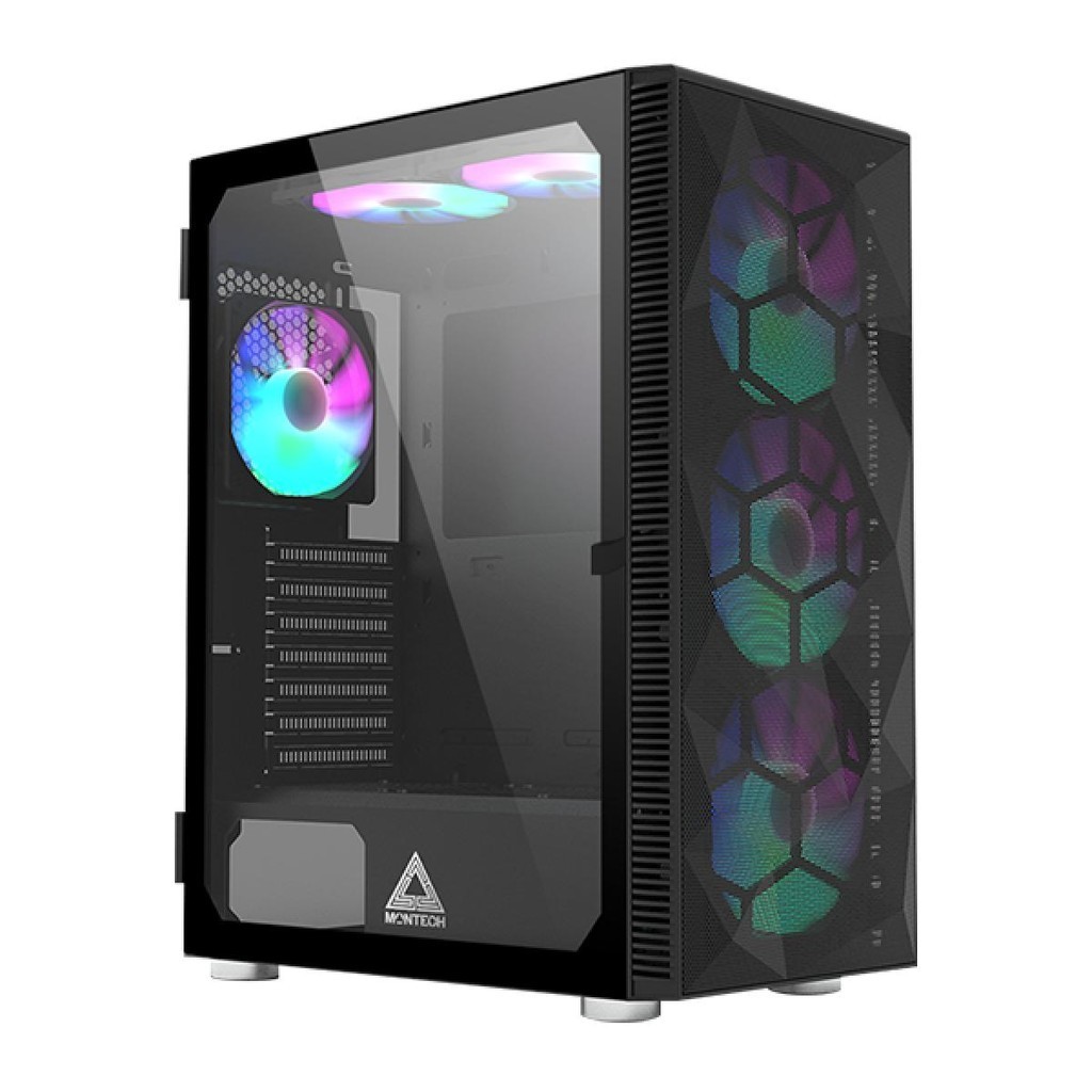 Gabinete Gamer Montech x3 MESH Mid Tower ATX, C/6 Fans Vidro - Computers & Accessories