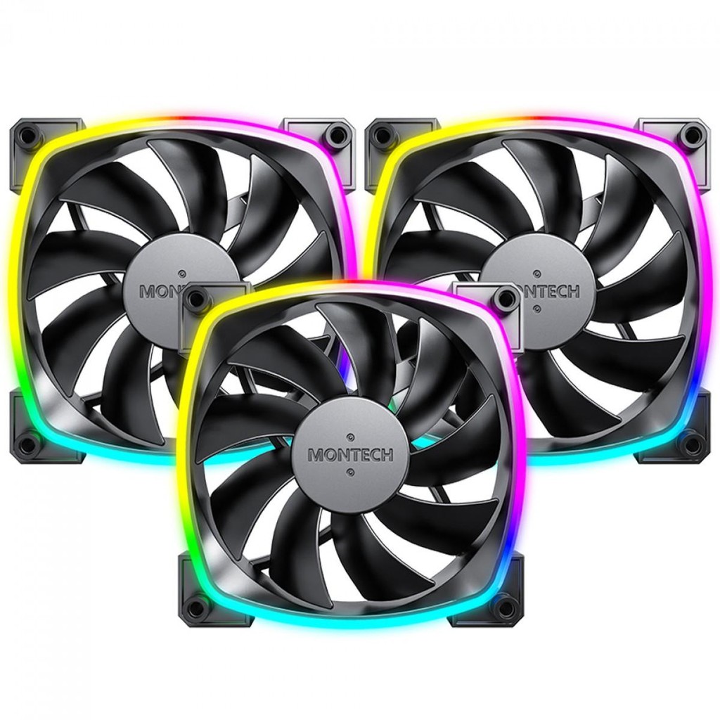 Kit Fan Montech AX120 – 3 Unidades, 120mm, PWM, Alto Desempenho, Cor Preta| Pronta Entrega | BR - Computers & Accessories