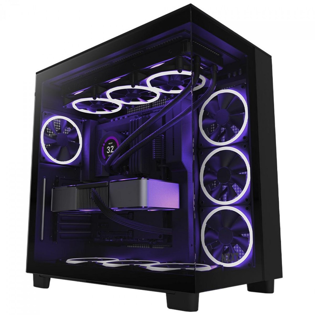 Gabinete Gamer NZXT H9 Flow, Mid Tower, Vidro Temperado, Black, ATX, Sem Fonte, Com 4 Fans - Computers & Accessories