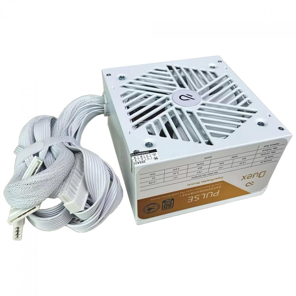 Fonte Duex Pulse Pro, 600W, 80 Plus Bronze, TecLab, PFC Ativo, Branco, DXFOPRO600WFSE+ - Computers & Accessories