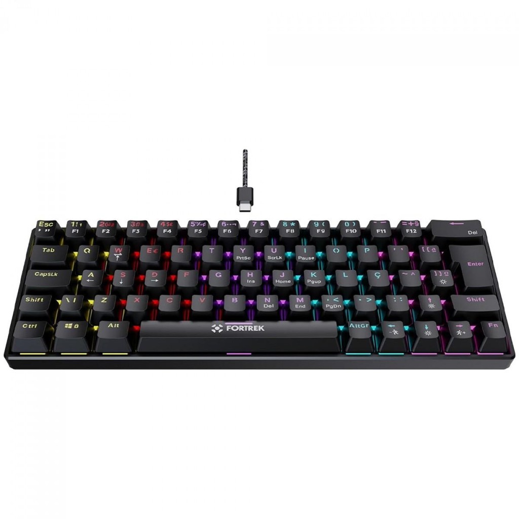 Teclado Gamer Mecânico Fortrek Gravity 65, Rainbow, Switch Outemu Red, ABNT2, Compact, Preto - Computers & Accessories