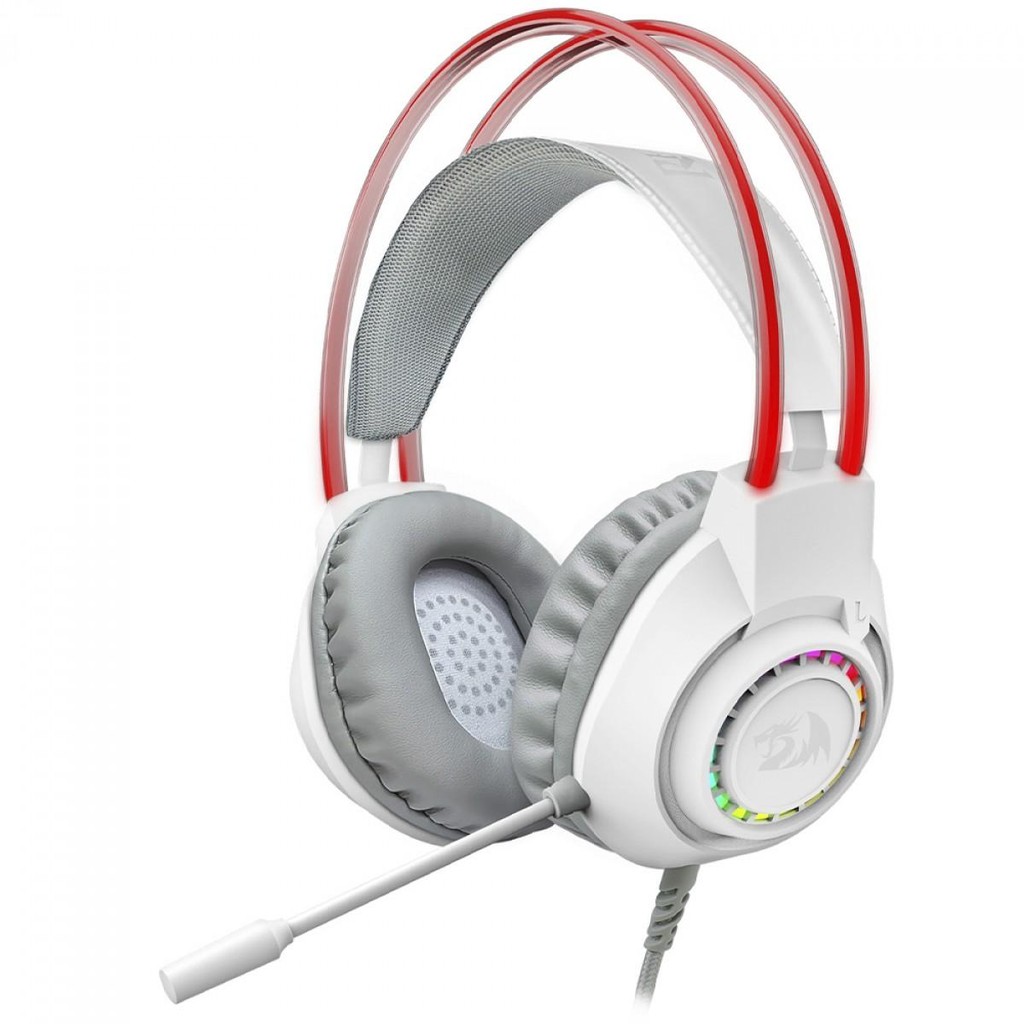 Headset Gamer Redragon Scream Branco, RGB, Drivers De 40mm, USB+5.5mm, White, H231W-RGB - Audio