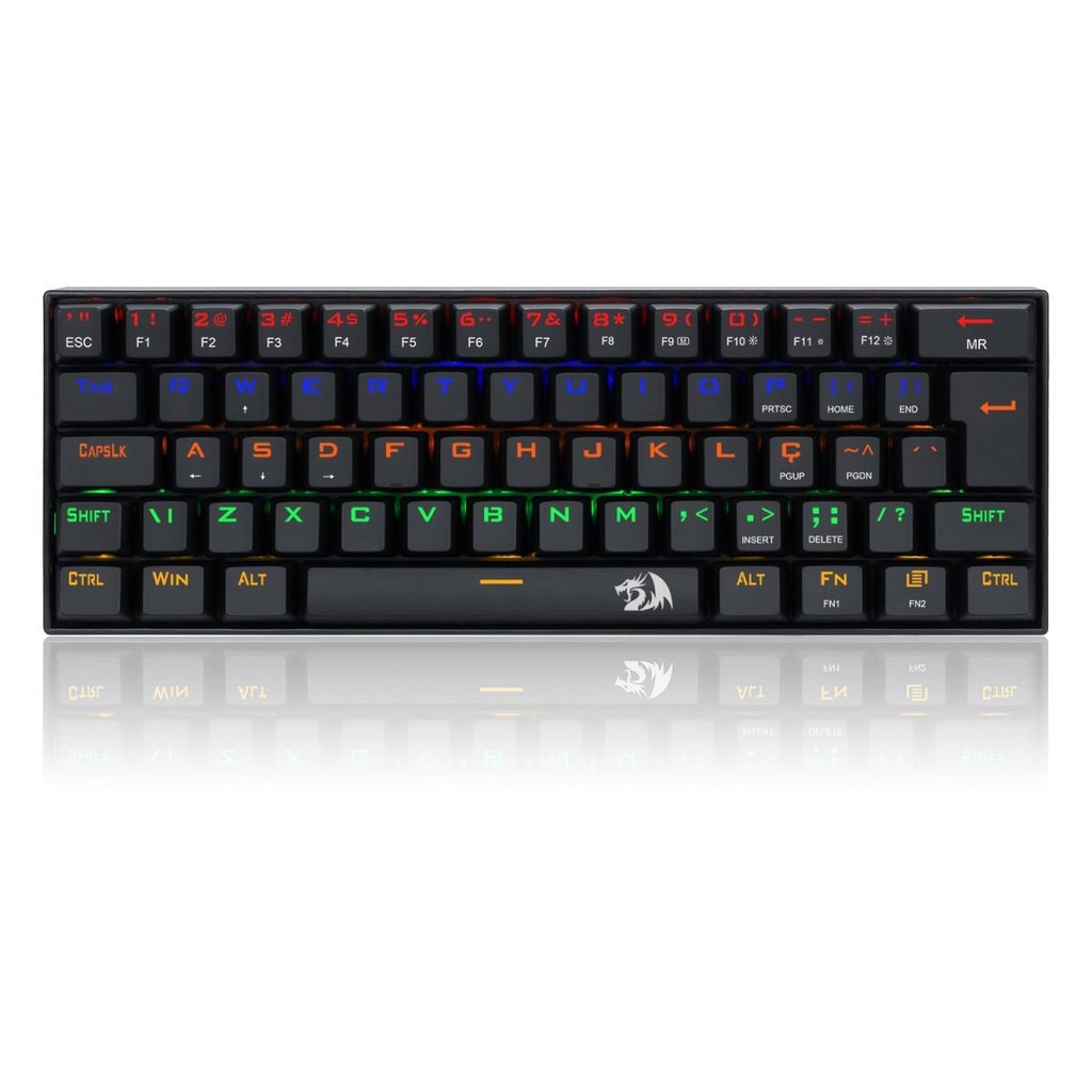 Teclado Gamer Mecânico Redragon Lakshmi, Rainbow, Switch Blue, ABNT2, 60%, Black, K606R - Computers & Accessories