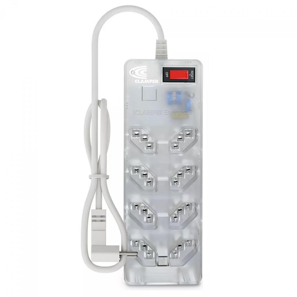 Filtro de Linha DPS ICLAMPER Energia 8 Tomadas, 127/220 volts, LCF, 1,3M, Transparente, Bivolt - Computers & Accessories