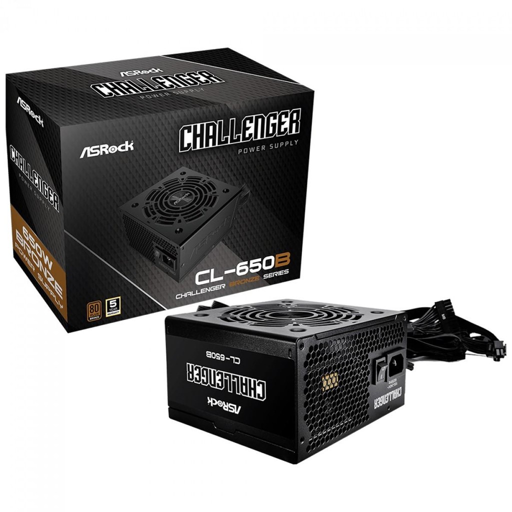 Fonte ASRock Challenger, 650W, 80 Plus Bronze, PFC Ativo, Preto, CL-650B - Computers & Accessories