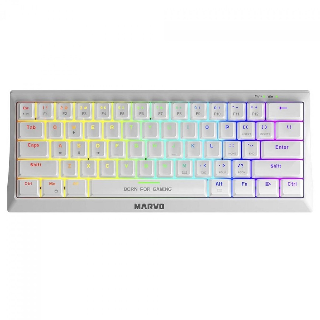 Teclado Mecânico Gamer Marvo KG962GWH, Rainbow, Switch Red, ANSI, 60%, White, KG962G WH EN-R - Computers & Accessories