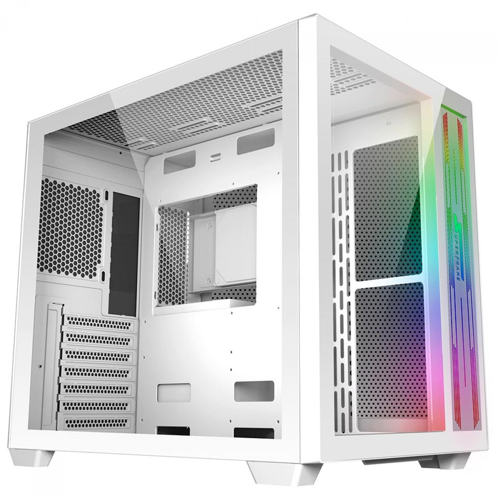 Gabinete SuperFrame Cube – Mid Tower ATX, Branco, ARGB, Vidro Temperado, Sem Fonte e Sem Cooler | Pronta Entrega | BR - Computers & Accessories