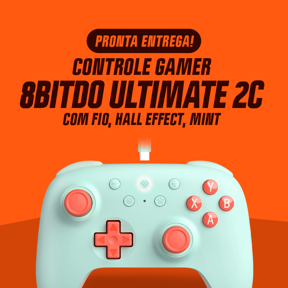 Controle Gamer 8BitDo Ultimate 2C, Com Fio, Hall Effect, Mint, 82CD03 - Gaming & Consoles