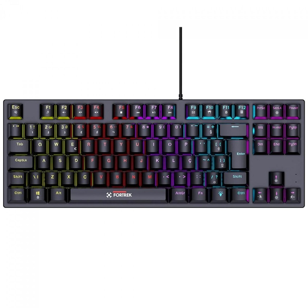Teclado Gamer Mecânico Fortrek Gravity 80, Rainbow, Switch Outemu Red, ABNT2, TKL, Preto - Computers & Accessories