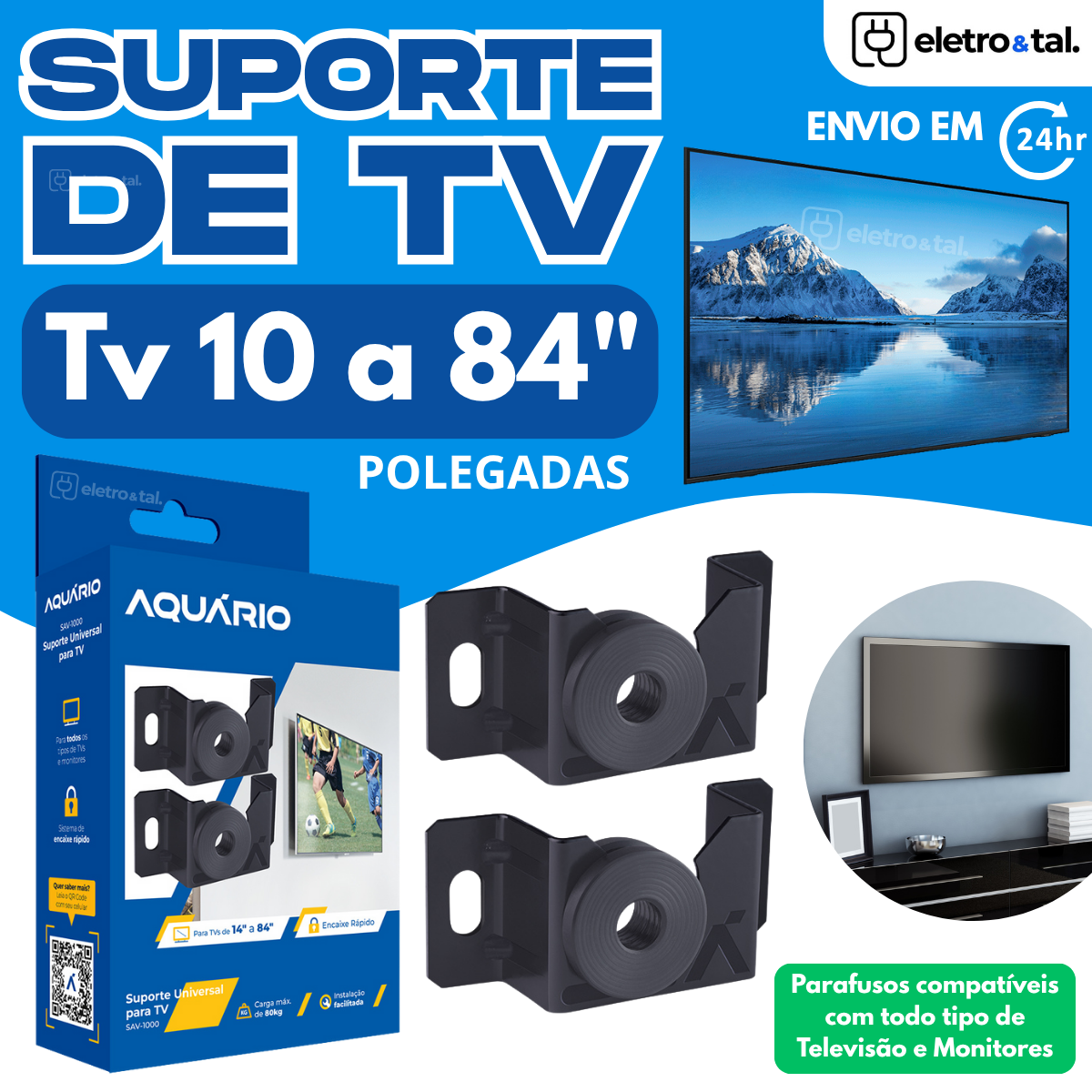 Suporte Tv Universal Fixo LED LCD Smart 4K Parede Painel 10 24 32 43 50 55 60 75 100 Polegadas